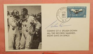 1965 Astronaut Gordon Cooper Signed Gemini Gt - 5 Splashdown Record 8 Days