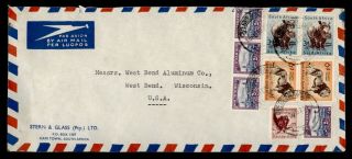 Dr Who 1955 South Africa Capetown To Usa Pairs Strip Air Mail C122812