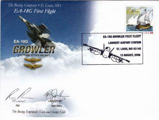 Boeing Ea - 18g Growler 1st Flight First Flight Signed Cover Test Flight
