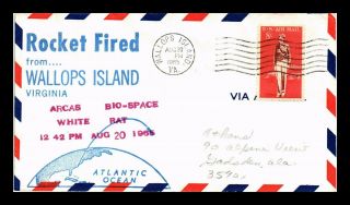 Dr Jim Stamps Us Arcas Bio Space White Rat Rocket Air Mail Event Cover 1965