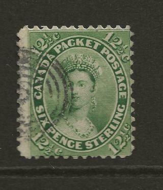 1859 Qv Colony Of Canada Sg39 12.  5c Yellow Green Qv Packet Postage Fine