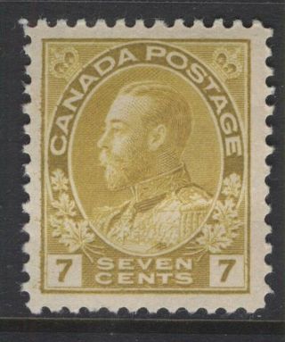 Canada 113 1916 7c Kgv Admiral Yellow Ochre Mph Vf/xf Cv $80,
