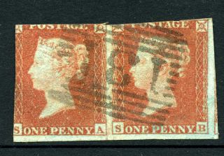 Gb 1841 Penny Red Imperf Pair - Blued Paper - Fine
