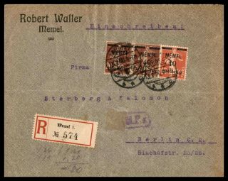 Memel 1920 Registered Cover To Berlin Germany