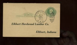 Us Mid - West Postal Card 1929 Elkhart,  Indiana With Railway Post Office Cancel