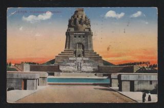 Germany 1913 Monument To The Battle Of Nations Postcard Leipzig To Iowa Usa