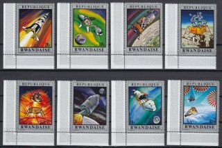 K8 Rwandaise Set Of 8 Space Stamps With Margin 1970 Mnh