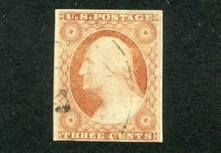 1855 Us Scott 11 Three Cent Washington Imperf Stamp