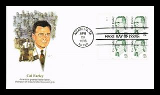 Us Cover Cal Farley Great Americans Fdc Block Fleetwood Cachet