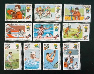 4cuba Sc 3179 - 3188 Pan Am Games Havana American Cpl Set Of 10 Stamps 1989