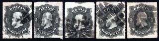 Brazil 1876 Group Of 5 Stamps Mi 35 Variety Cv=55€ Lot2