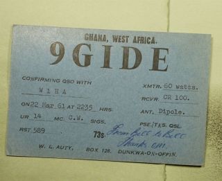 Dr Who 1961 Ghana Qsl Ham Radio 9gide Postcard To Usa E42278