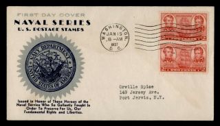 Dr Who 1937 Fdc Army/navy Heroes Cachet Decatur/macdonough Pair E50128