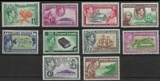 Pitcairn Islands Kgvi 1940 Set Of 10 Mnh & Mlh Stamps Up To 2/6