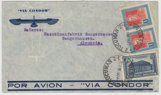 Argentina 1935 Air Mail Cover Tucuman - Germany Via Condor Zeppelin