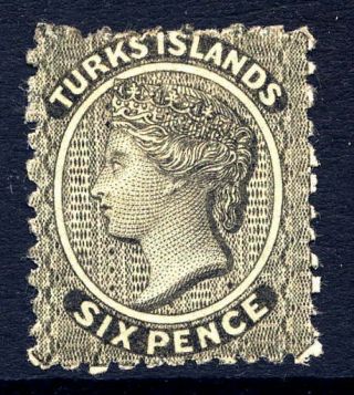 Turks & Caicos Islands 1867 6d Black Fresh Mounted.  Stanley Gibbons 2.