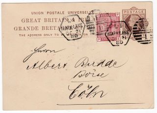 1880 Postal Staty Card,  1d Venetian Mark Lane Hexagonal Late Fee London Coln