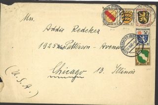Germany French Zone 1946 Cover To Usa W/ 10 Pf General Issue Michel 5 130 Euros