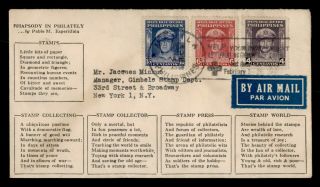 Dr Who 1948 Philippines To Usa Multi Franked S/s Block Air Mail C125763