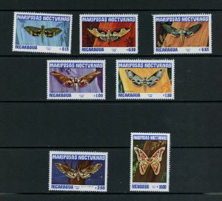 S072 Nicaragua 1983 Moths Butterflies 7v.  Mnh