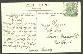 Withycombe Mill Post Card 1/2d Edvii Milford Surrey Squared Circle 1905