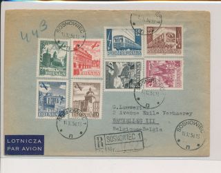 Lk52163 Poland 1954 Air Mail To Brussels Registered Cover