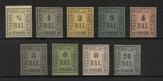 Romagne Italian States 1859 Lh/mh Complete Set Of 9 Sass 1 - 9 Cv €3250