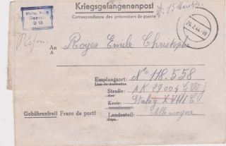 Germany - 1944 Ww2 Censored Cover From A French Pow In Stalag Xiii B Grazing