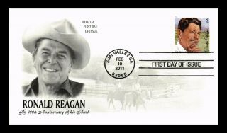 Dr Jim Stamps Us Ronald Reagan Birth Centennial Fdc Cover Art Craft