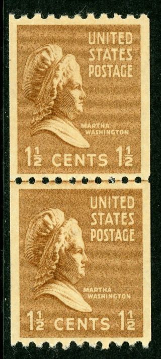 Usa 1939 Martha Washington 1½¢ Horizontal Coil Line Pair Scott 849 Mnh J116 ⭐⭐⭐