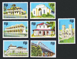 Fiji Architecture 7v Issue 1980 Ordinary Paper Complete Mnh Sg 580ac - 590ac