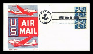 Us Cover Air Mail 7c Fdc Pair Scott C52 Ken Boll Cachet Craft