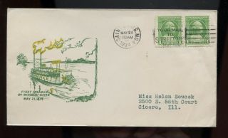 Us Mid - West Event Cover (anniv First Steamer On Missouri River) 1934 St Louis Mo