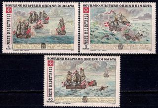 Smom 1977 Old Naval Battles Of The Order /1714 - 1723/ Boats Sailing Ships 3v Mnh