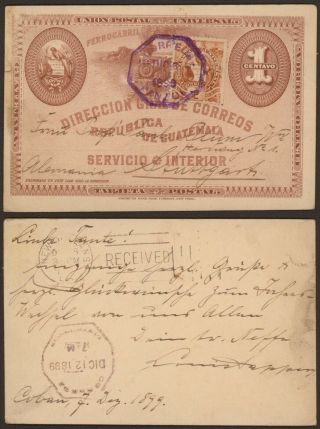 Guatemala 1895 - Postal Stationery To Stuttgart Germany 30354/22