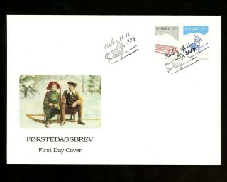 Postal History Norway Fdc 1070 - 1071 Christmas Sled Holiday 1994