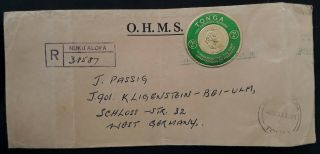 Scarce 1961 Tonga O.  H.  M.  S Registd Cover Ties 2/ - Gold Coin Stamp Canc Nuku 