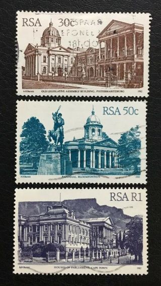 3x Republic Of South Africa (rsa) Government Building Stamps 1982.