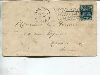 Canada 5c On Cover To France Nov 11 1898