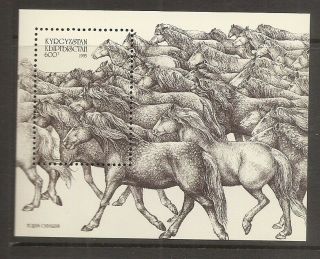 Kyrgyzstan,  Sc 79 Herd Of Horses.  Souvenir Sheet.  Mnh