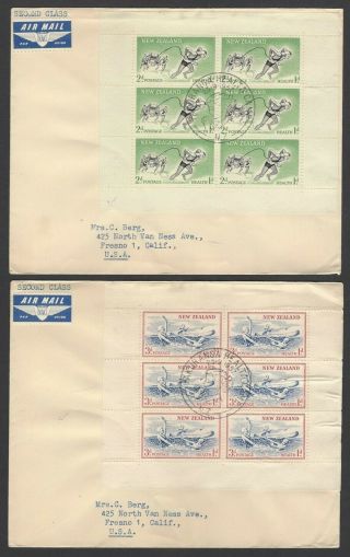 Zealand 1957 Health Lifeguards Miniature Sheets On Covers
