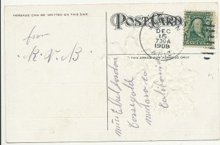 1908 Clifton Arizona Town Cancel & Grid Ties 300 To Common Greeting Post Card