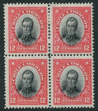 Chile 1911 12c Pinto Block Of 4