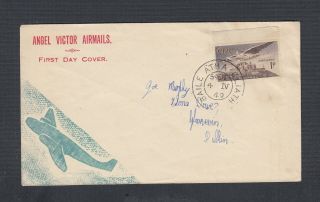 Ireland 1949 Angel Victor 1 Sh Airmail First Day Cover Fdc Dublin