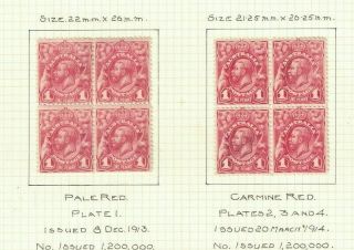 Australia Stamps - George V Head 1d Block 1913 Plate Shades - Fresh Mlh Sg17