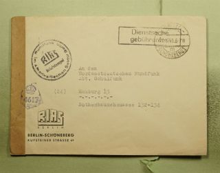 Dr Who 1948 Germany Berlin Stampless Postage Due Censored To Hamburg E45630