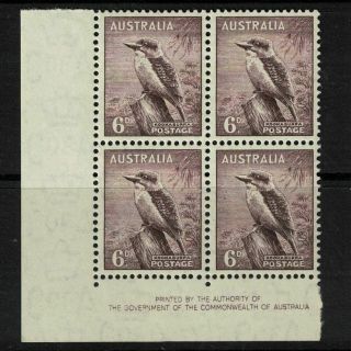 Australia Stamp 1937 - 6d Kookaburra Corner Bock With Imprint Nh Sg172