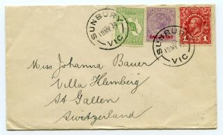 Australia Cover Sunbury Vic To St.  Gallen Switzerland 18 - 5 - 1914