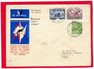 Australia - Air Mail1934 Imperial Airways First Flight Cover Brisbane To Kosti