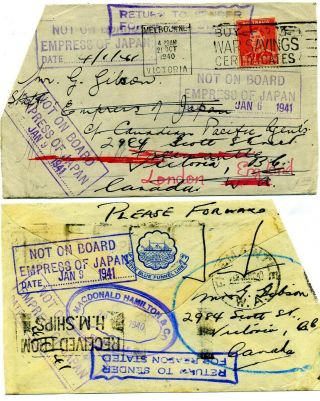 Australia 1940 Much Redirected Cover To The Troopship,  Empress Of Japan